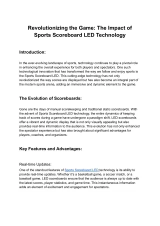 Revolutionizing the Game_ The Impact of Sports Scoreboard LED Technology