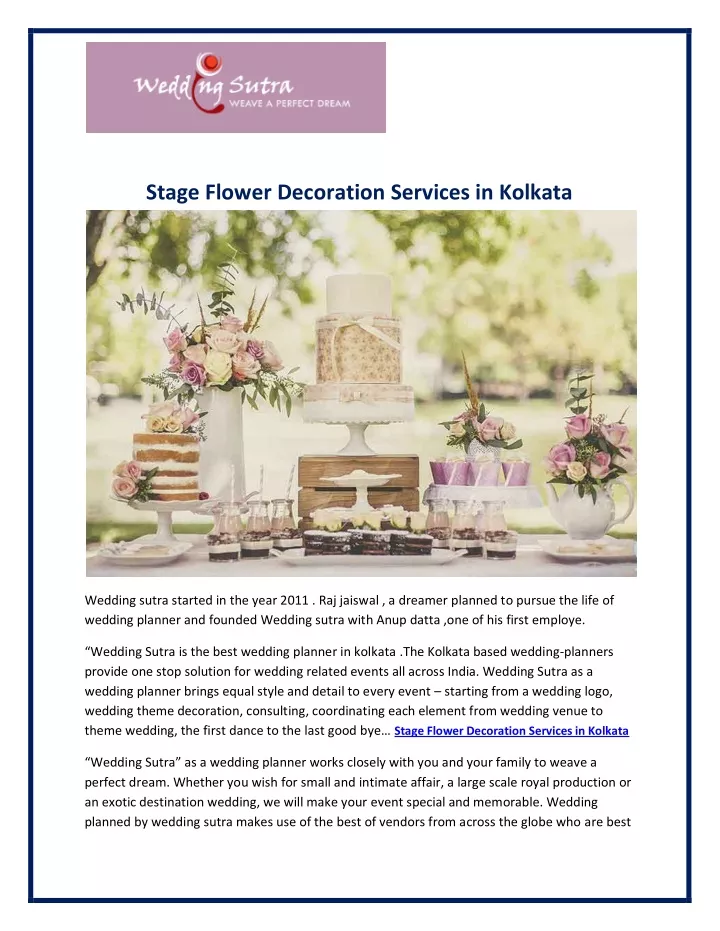 stage flower decoration services in kolkata