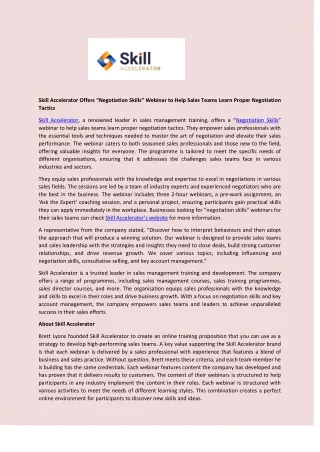 skill accelerator offers negotiation skills