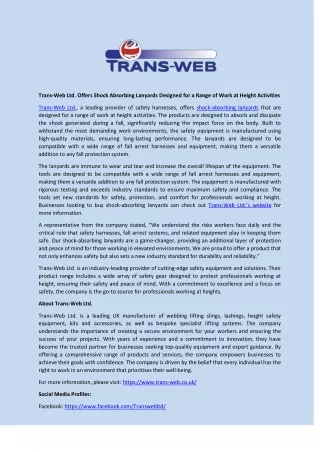trans web ltd offers shock absorbing lanyards