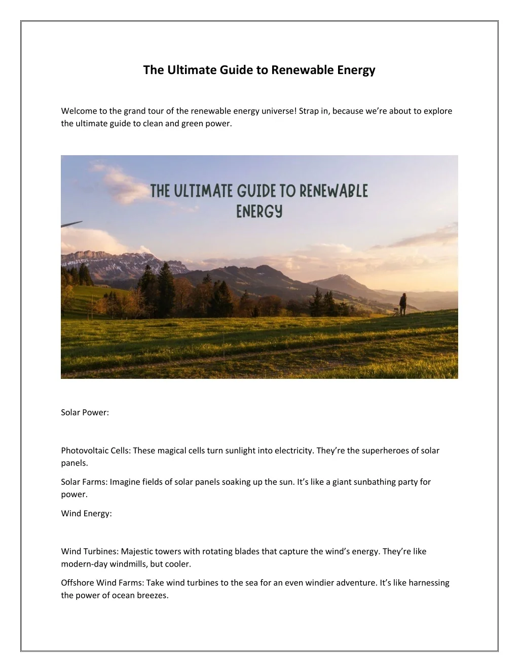 PPT - The Ultimate Guide to Renewable Energy PowerPoint Presentation ...