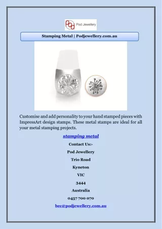 Stamping Metal | Podjewellery.com.au