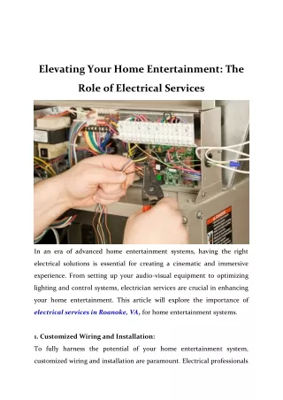 Elevating Your Home Entertainment The Role of Electrical Services