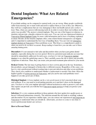 Dental ImplantsWhat Are Related Emergencies