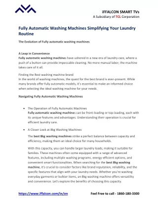 Fully Automatic Washing Machines: Simplifying Your Laundry Routine