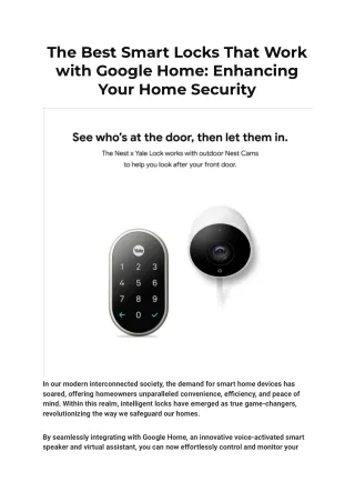 The Best Smart Locks That Work with Google Home_ Enhancing Your Home Security