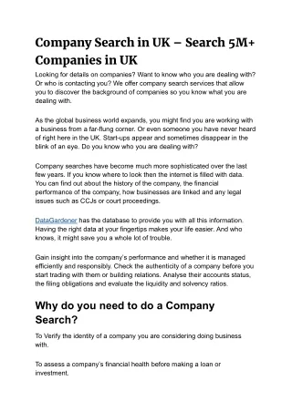 Company Search in UK – Search 5M  Companies in UK