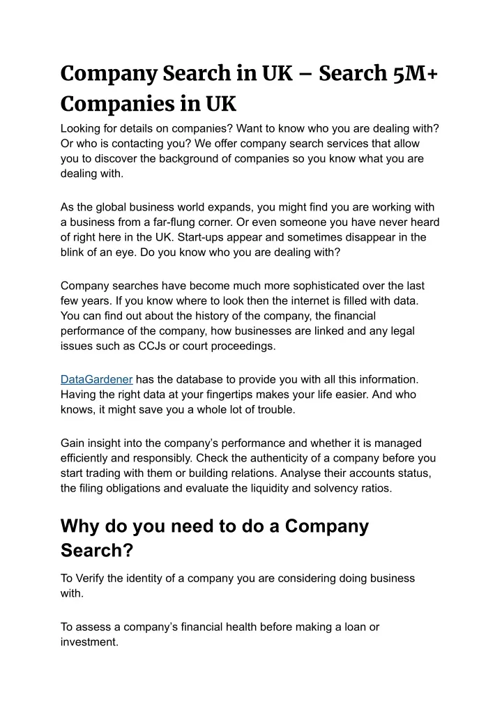 PPT - Company Search in UK – Search 5M Companies in UK PowerPoint ...
