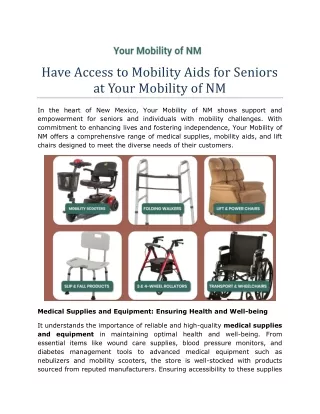 Have Access to Mobility Aids for Seniors at Your Mobility of NM