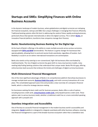 Startups and SMEs_ Simplifying Finances with Online Business Accounts