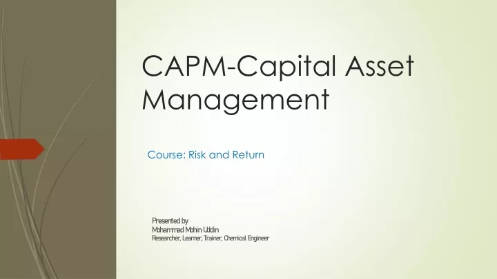 capm capital asset management