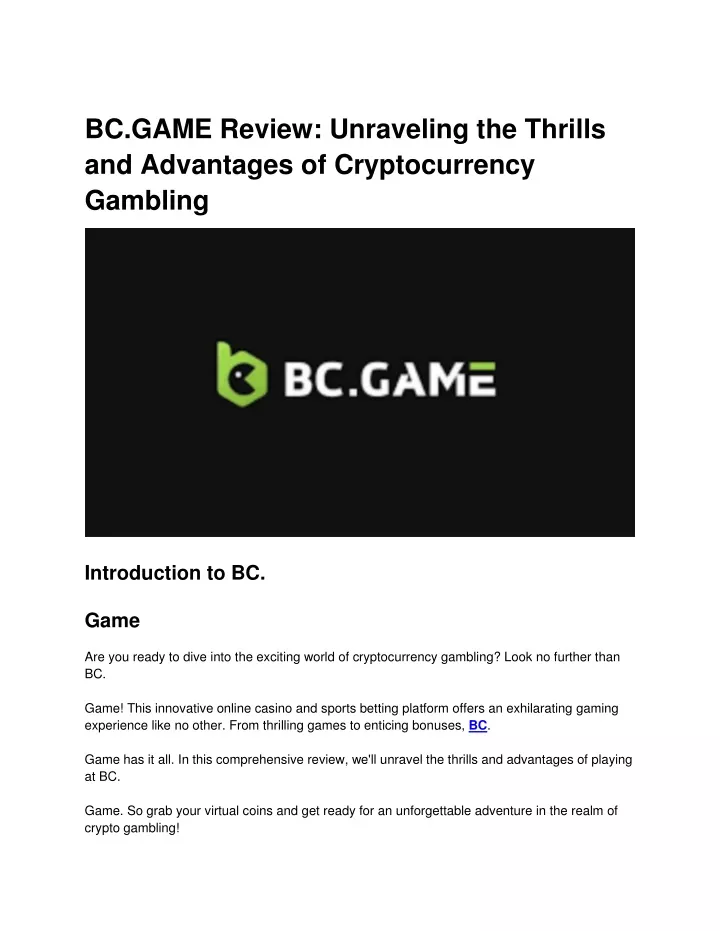 bc game review unraveling the thrills