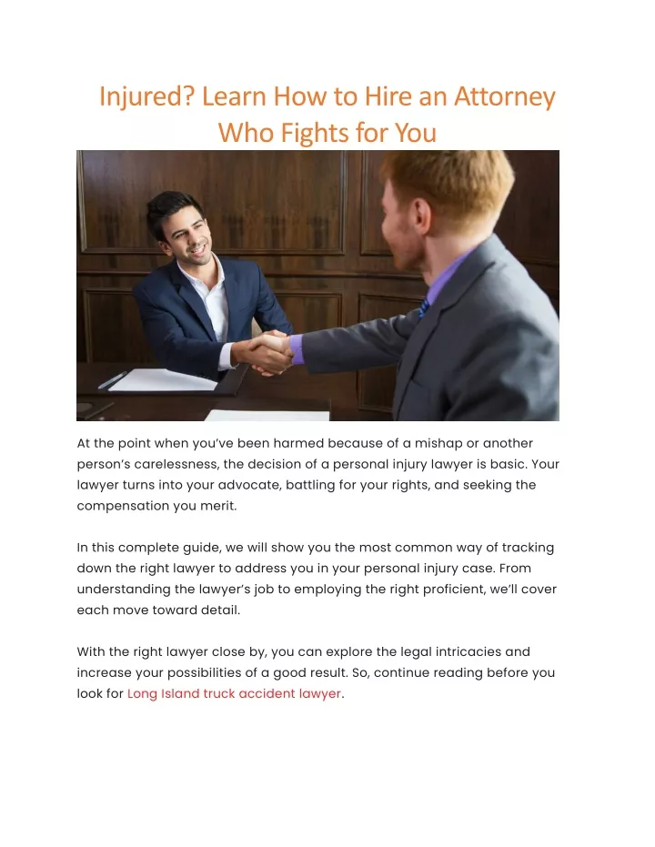 injured learn how to hire an attorney who fights