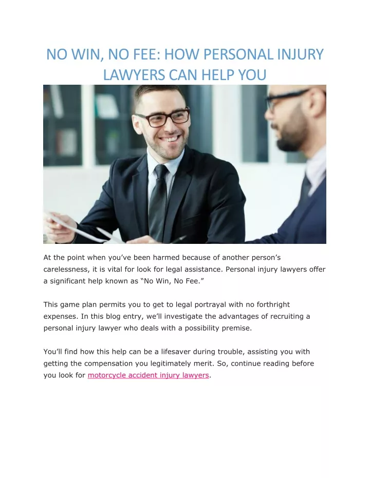 no win no fee how personal injury lawyers