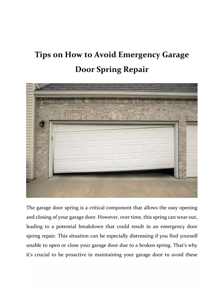 tips on how to avoid emergency garage