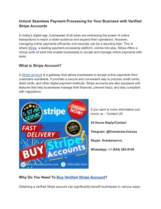 Buy Verified Stripe Accounts - Accelerate Your Online Business Growth