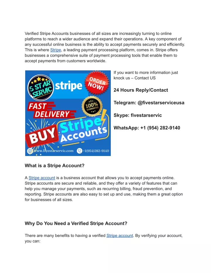 verified stripe accounts businesses of all sizes