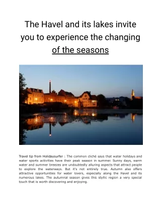 The Havel and its lakes invite you to experience the changing of the seasons