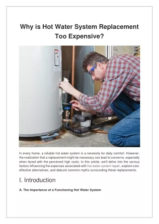 Why is Hot Water System Replacement Too Expensive?