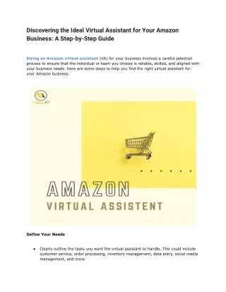 Discovering the Ideal Virtual Assistant for Your Amazon Business_ A Step-by-Step Guide