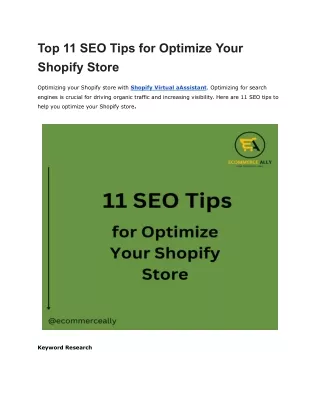Top 11 SEO Tips for Optimize Your Shopify Store