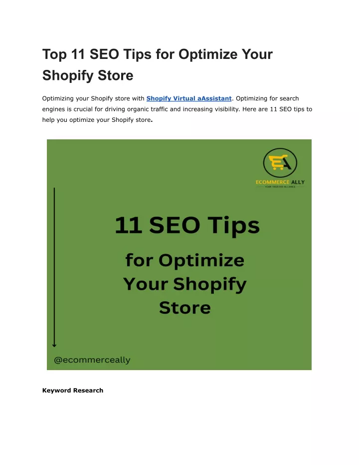top 11 seo tips for optimize your shopify store