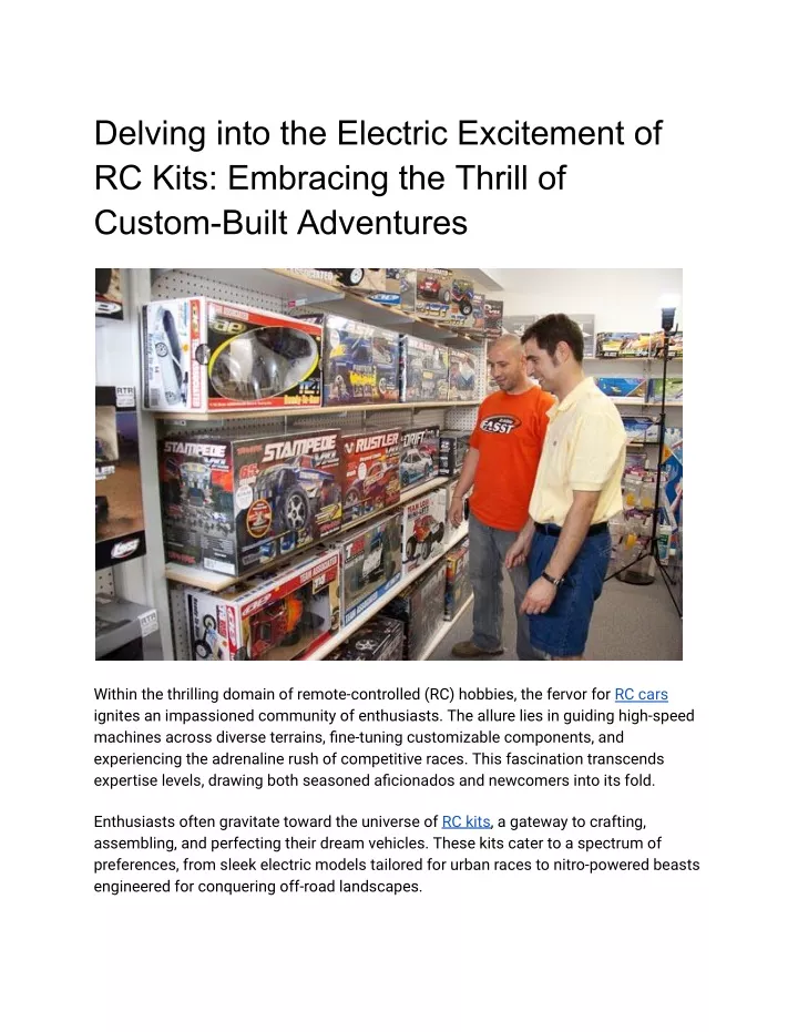 delving into the electric excitement of rc kits