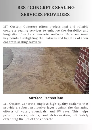 Concrete Sealing Services Providers - Mt Custom Concrete