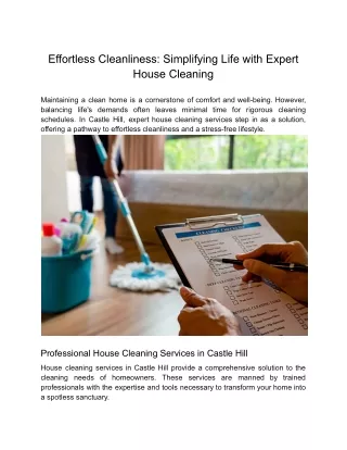 Effortless Cleanliness_ Simplifying Life with Expert House Cleaning