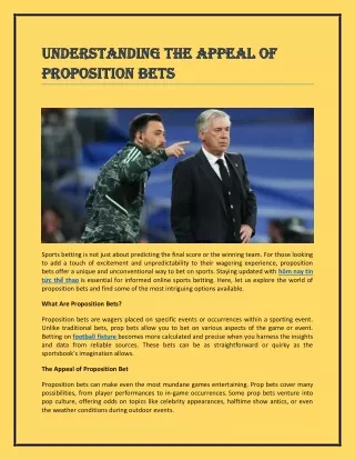 Understanding the appeal of proposition bets