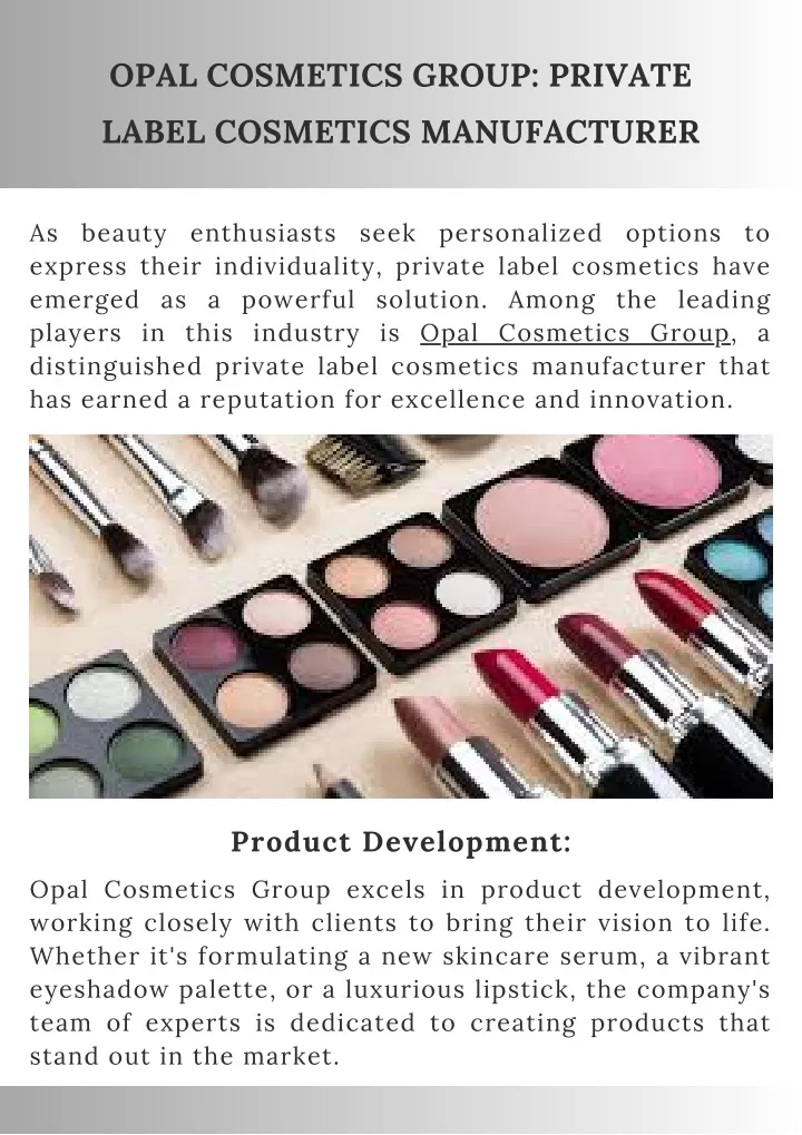 opal cosmetics group private label cosmetics