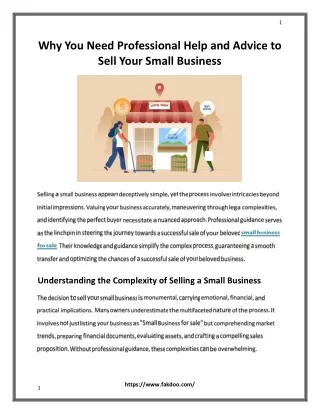 Why You Need Professional Help and Advice to Sell Your Small Business
