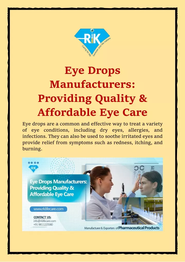 eye drops manufacturers providing quality