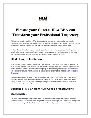 Elevate your Career: How BBA can Transform your Professional Trajectory