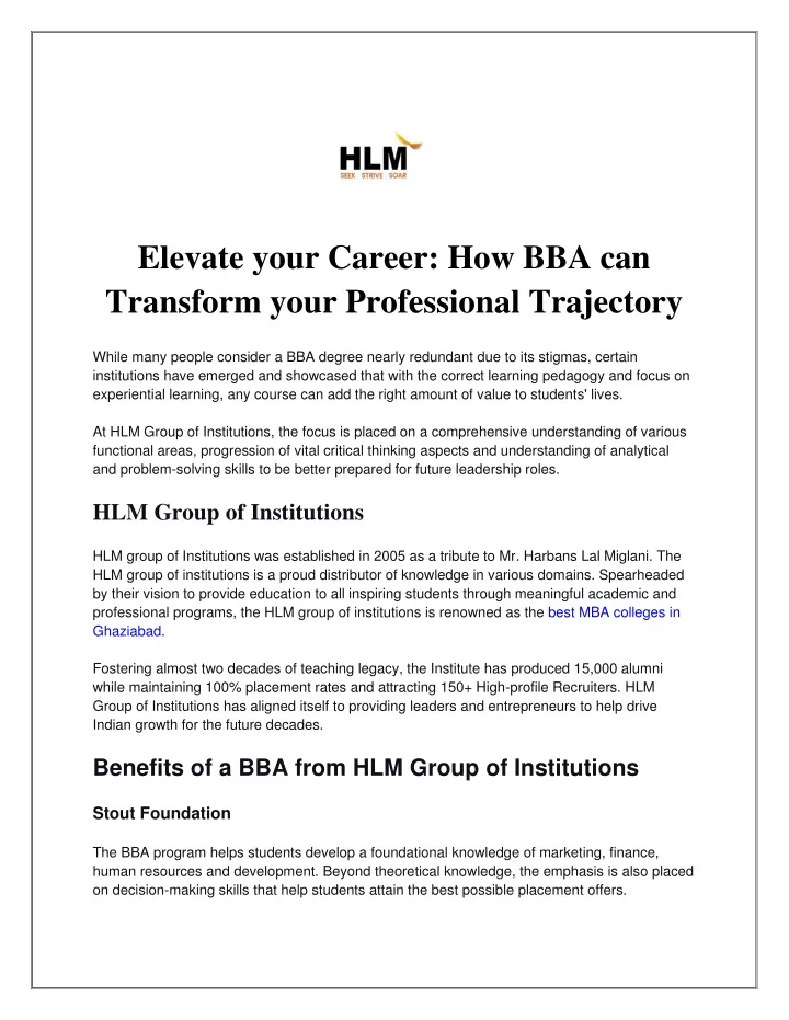 elevate your career how bba can transform your