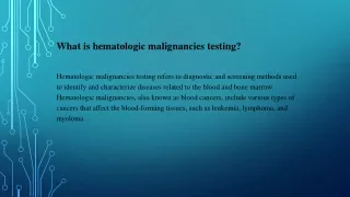 what is hematologic malignancies testing