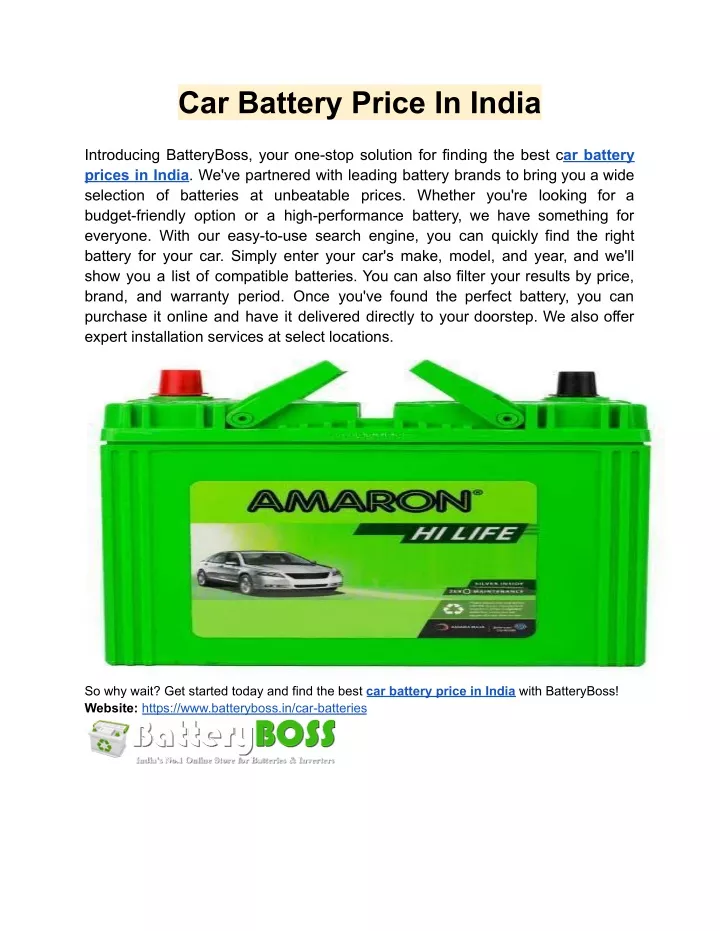 car battery price in india