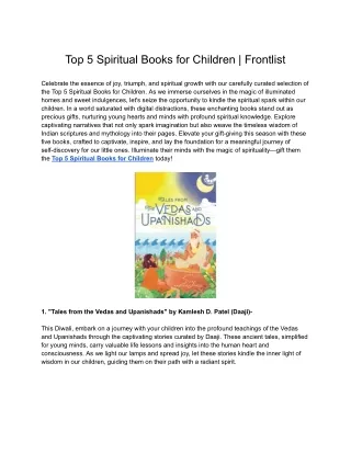 Top 5 Spiritual Books for Children | Frontlist