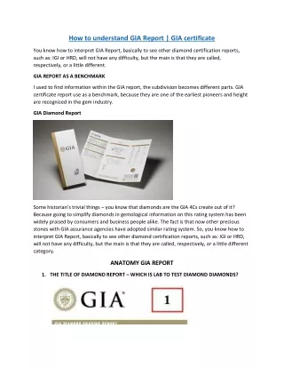 HOW TO UNDERSTAND GIA REPORT 9