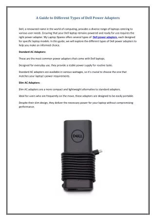 A Guide to Different Types of Dell Power Adapters