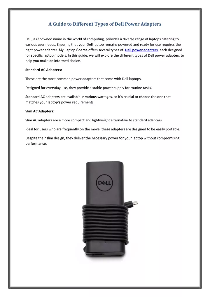 a guide to different types of dell power adapters