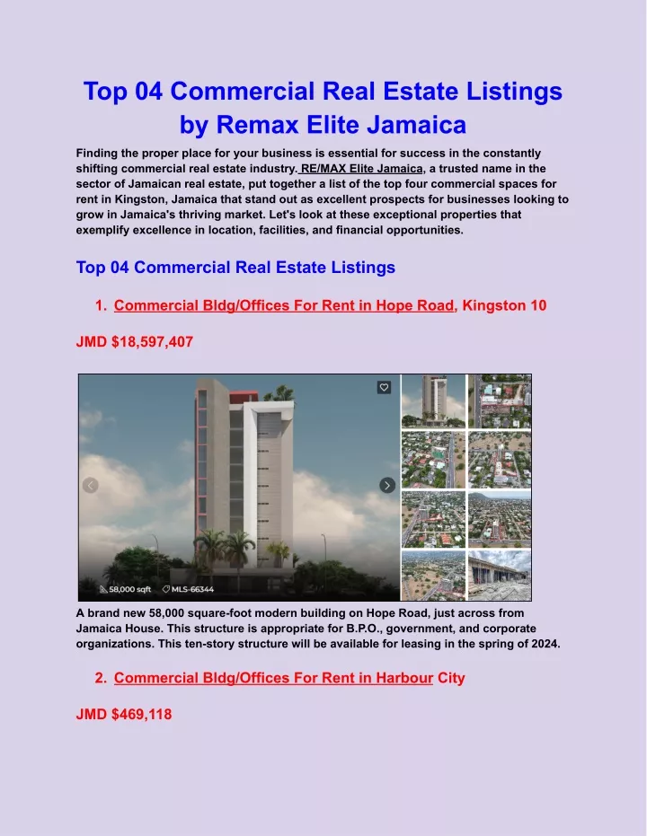 top 04 commercial real estate listings by remax
