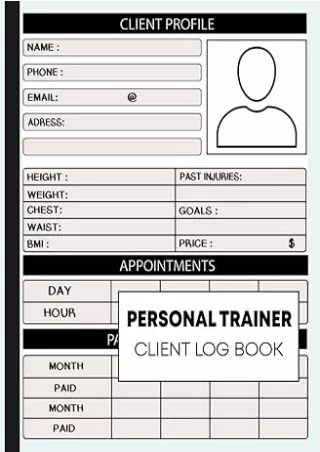 book❤️[READ]✔️ Personal Trainer Client Log Book: Client Book for Appointment Tracking | Personal Trainer Client Log Book