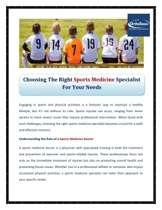 Choosing The Right Sports Medicine Specialist For Your Needs