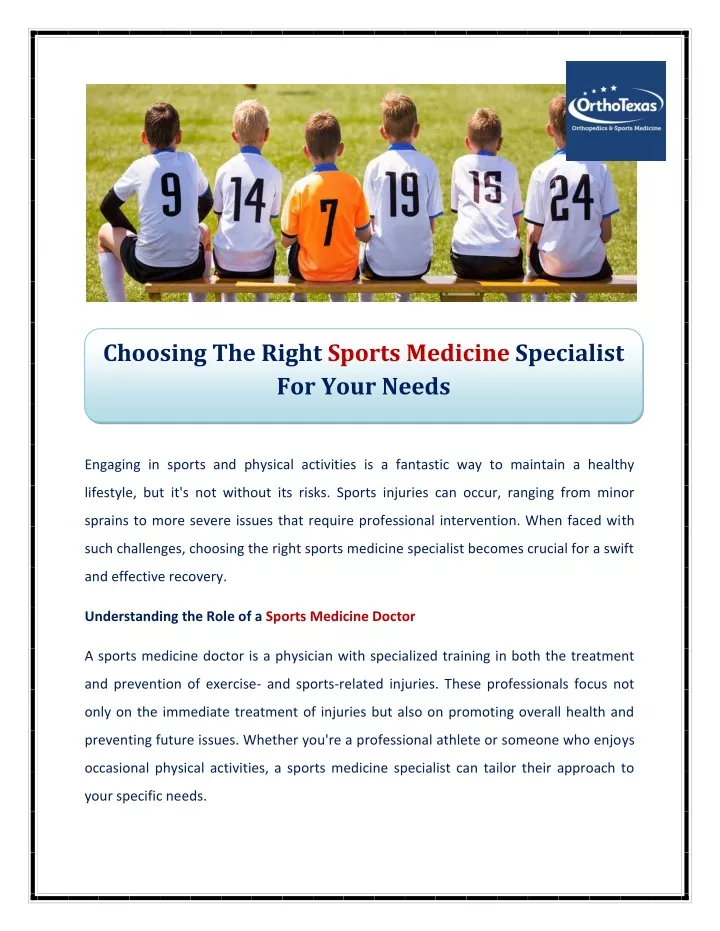 choosing the right sports medicine specialist