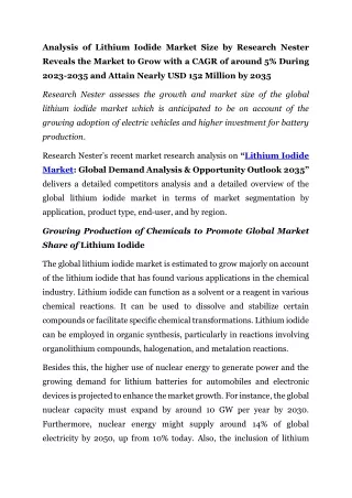 analysis of lithium iodide market size
