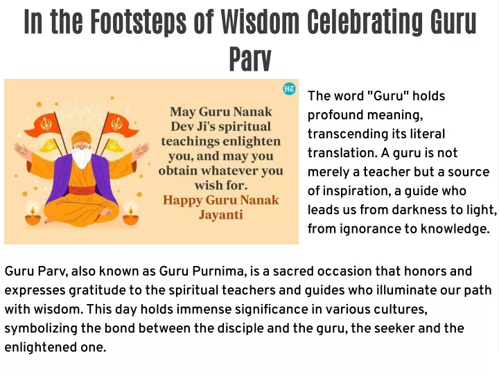 in the footsteps of wisdom celebrating guru parv