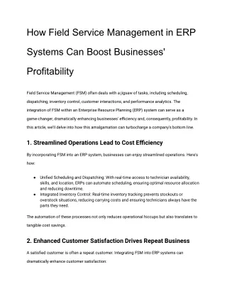 How Field Service Management in ERP System Can Boost Businesses' Profitability