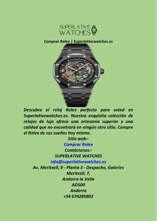 Comprar Rolex  Superlativewatches.es