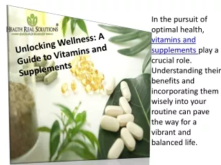Unlocking Wellness A Guide to Vitamins and Supplements
